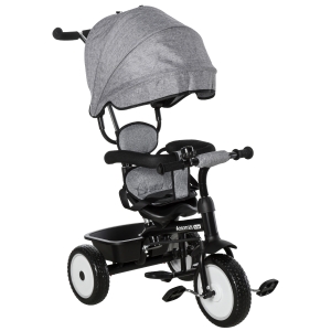 HOMCOM Kinderdreirad mit Schiebegriff, Metall+Kunststoff, Grau+Schwarz, 78 x 47 x 99 cm