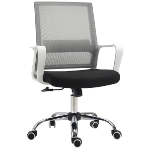 Vinsetto Mesh Back Ergonomic Office Chair w/ Adjustable Height Breathable 360° Swivel - Black/white/grey