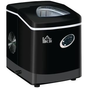 Kostkarka do lodu HOMCOM 15kg/24h pojemnik na lód 1,9 l ze zbiornikiem na wodę 3,2 l wyświetlacz LED tworzywo sztuczne kolor czarny 36,7 x 29,7 x 37,8 cm | Aosom