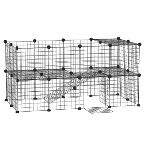 Kojec PawHut® metalowy kojec na małe zwierzęta wiele opcji złożenia czarny metal 146 x 73 x 73 cm