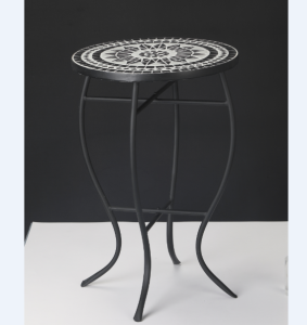 Outsunny Table bistro ronde de jardin plateau mosaïque métal époxy anticorrosion céramique Ø35,5 x 53,5H - noir et blanc