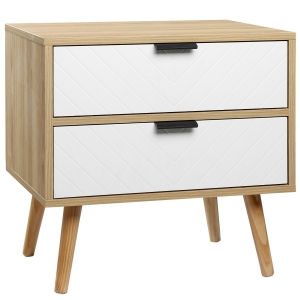 HOMCOM Table de chevet table d'appoint style scandinave 2 tiroirs panneaux particules motifs chevrons