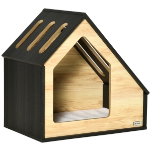 Pawhut Hondenkennel Inclusief Kussen Houten Hut Design 60cm x 40cm x 59,2cm
