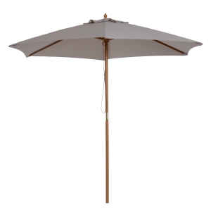 Outsunny Sonnenschirm, Gartenschirm, 3-stufig, Sonnenschutz, Bambus 180/㎡ Polyester, Grau, Ø2,5 x 2,3 m