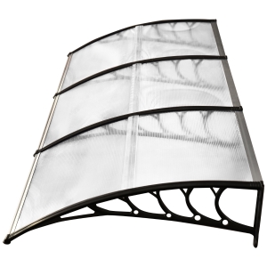 Outsunny Tejadillo de Protección contra Sol y Lluvia para Puertas Ventanas Marquesina de Techo Diseño Moderno Aleación de Aluminio Duradero 295x90x25 cm Transparente