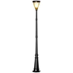Outsunny Solar-Außenleuchte mit Mast im Vintage-Stil, Alu, Schwarz, 26 x 26 x 224 cm