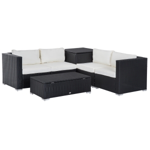 Outsunny Gartenmöbel Set 6 tlg. Stahl Schwarz+Creme