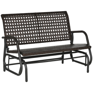 Outsunny Polyrattan Schaukelbank mit extra breiten Sitz, 70L x 120B x 84H cm, braun
