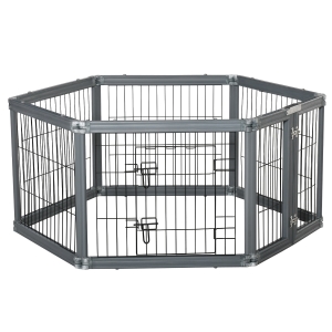 PawHut Heavy Duty Pet Playpen, 6 Panels Puppy Play Whelping Pen, Foldable Steel Dog Exercise Fence, with Door, Double Locking Latches, for Indoor Outdoor Use 70 x 62 cm