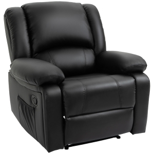 HOMCOM Fotoliu Relax Rabatabil la 135°, Sezut Capitonat, 100x89x100cm, Negru