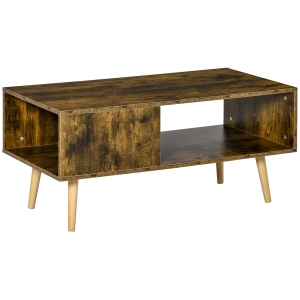 Table basse rectangulaire style industriel 2 niches