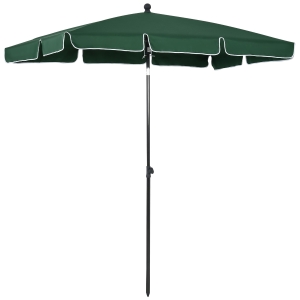Outsunny Sombrilla Rectangular de Jardín 198x130x240 cm Parasol de Aluminio con Función de Inclinación para Terraza Patio Exterior Verde
