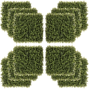 Outsunny 12 Stuks Kunstmatige Plant Muur Hedge 50x50cm Uv-bescherming Privacy Floater Gras Ontwerp Hedge Plant voor Tuin Outdoor Decor
