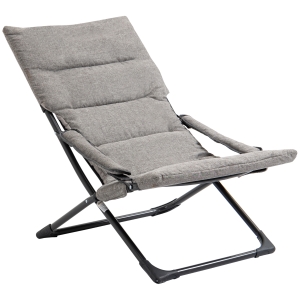 Outsunny klapstoel met verwijderbaar kussen tuinstoel campingstoel ligstoel zitmeubel tuin terras balkon textiel staal grijs 66 B x 94 D x 79 H cm