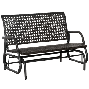 Outsunny Polyrattan Schaukelbank mit extra breiten Sitz, 70L x 120W x 84H cm, Grau