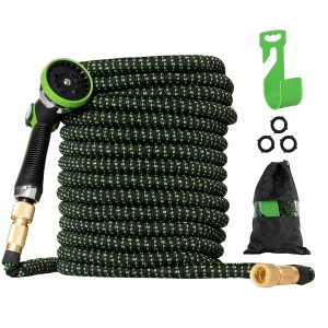 Outsunny flexibele tuinslang 30 m met 10 functies sproeikop waterslang met 1/2 inch & 3/4 inch aansluiting Slang rekbaar voor carwash bewatering