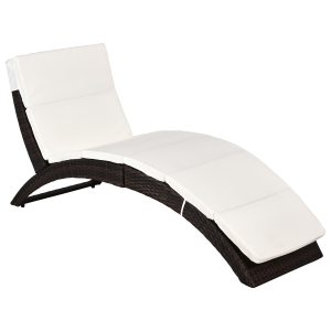 Outsunny Rattan Wicker Folding Sun Lounger-Brown