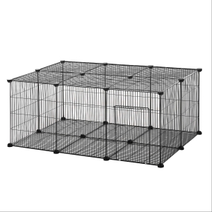PawHut Kleintiergehege 105 cm x 70 cm x 45 cm 22 Platten Metall Schwarz