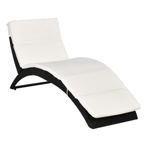Outsunny Rattan Folding Sun Lounger-Black