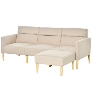 HOMCOM Schlafsofa Klappsofa mit einstellbarer Rückenlehne Beige