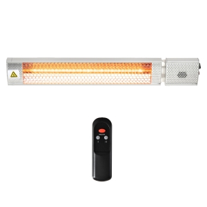 Outsunny Stufa da Esterno Elettrica 1000W/2000W, Pannello Riscaldante a Parete con Telecomando, in Alluminio, 67.5x10.5x7cm - Grigio