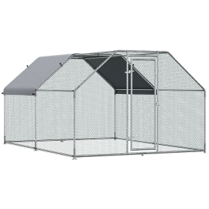 PawHut Pollaio da giardino Gabbia per Esterno Zincato con Rete in Plastica e Copertura per Animali W280*D380*H195cm