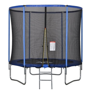 HOMCOM Tappeto Elastico per Bambini e Adulti con Rete e Bordo Imbottito Φ244x240cm - Blu/Nero