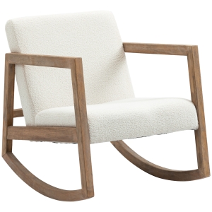 HOMCOM Schaukelstuhl mit Teddyfleece Vintage Design Kautschukholz , 60 x 81 x 71 cm