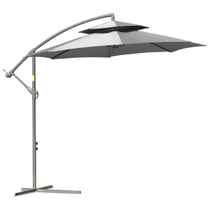 Outsunny Überhängender Gartenschirm, Hellgrau, Φ2.67 x 2,45 m