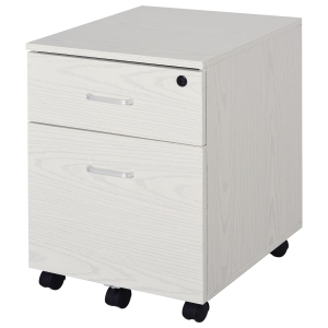Vinsetto Cassettiera Portadocumenti da Ufficio in Legno Bianco con 2 Cassetti 40 x 44 x 54.6cm