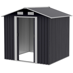 Outsunny Capanno da Giardino 2x1.5x1.9m in Acciaio Zincato, Doppia Porta Scorrevole e 4 Prese d'aria
