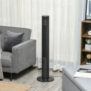 HOMCOM 46" Oscillating Tower Fan Remote Control 3 Speed Modes 12-Hour Timer Running Cooling Machine Black - Ф31.5 x H117cm