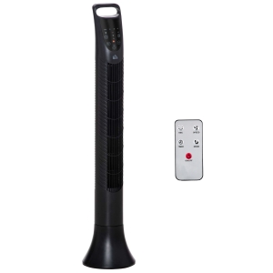 HOMCOM 36'' Tower Fan 7.5h Timer 70° Oscillation LED Panel Remote Controller, Black