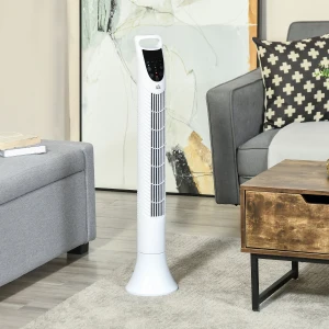 HOMCOM Tower Fan, 36'', with 3 Speeds, 3 Modes, 7.5h Timer, 70éŽº?Oscillation, LED Control Panel, Remote Control, White