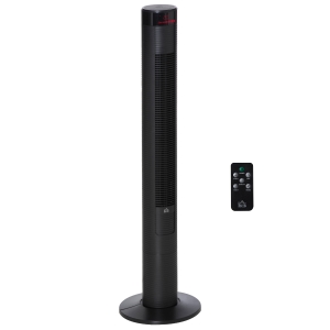 HOMCOM ABS Oscillating 3-Speed Tower Fan w/ Remote Control Black