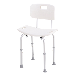 HOMCOM Adjustable Non-Slip Shower and Bath Chair, 55Wx50.6Dx67.5-85.5H cm-Cream White