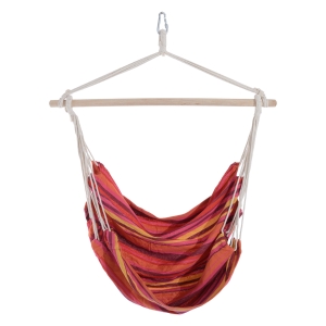 Outsunny Hanging Swing Chair, Cotton Cloth Size: 100L x 90W cm-Multicolour stripes, white rope
