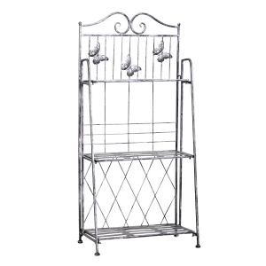 Outsunny Indoor Outdoor Freestanding 3-Tier Garden Plant Stand Metal Flower Display Rack for Potted Plants Balcony DÃ©cor 44L x 25W x 96H cm