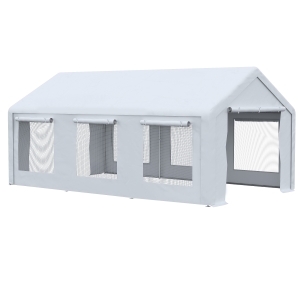 Outsunny Carpa para Fiestas 6x3 m Pabellón de Jardín con 2 Paredes Laterales Extraíbles 2 Puertas y 6 Ventanas con Cremalleras Protección UV para Eventos Celebraciones