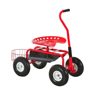 Outsunny Gardening Planting Rolling Cart W/Tool Tray-Red