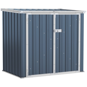 Outsunny 5ftx3ft Garden 2-Bin Steel Storage Shed w/ Double Locking Doors, Openable Lid
