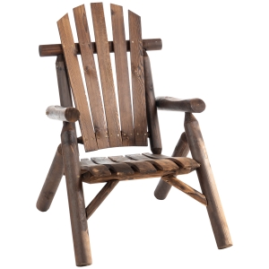 Outsunny Wooden Adirondack Chair Outdoor Patio Lounge Chair with Ergonomic Design and Fir Wood Frame, Carbonized Color