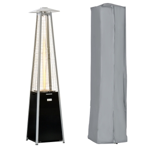 Outsunny 11.2KW Outdoor Patio Gas Heater Standing Pyramid Heater w/ Regulator and Hose
