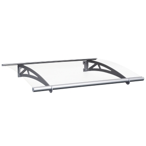 Outsunny Polycarbonate Door Canopy Awning 20Wx90L cm-Transparent/Silver