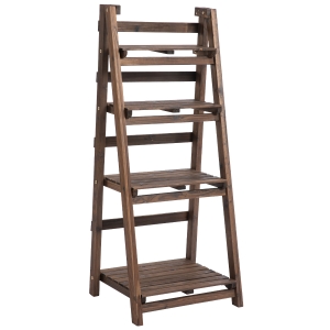 Outsunny 4-Tier Wooden Plant Shelf Foldable Flower Pots Holder Stand Indoor Outdoor