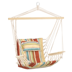 Outsunny Hanging Hammock Chair Thick Rope Frame Safe Wide Seat Indoor Outdoor