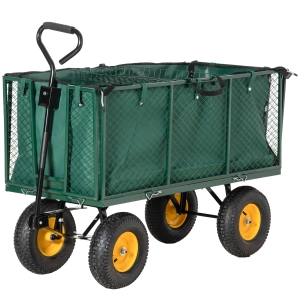 Outsunny New Garden Heavy Duty Utility 4 Wheel Trolley Cart Dump Wheelbarrow Tipper Truck