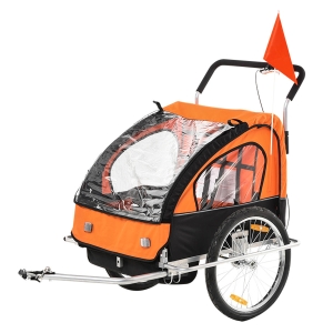 HOMCOM Trailer for Kids Steel Frame Children's 2-Seater Jogger Trailer Orange