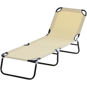 Outsunny Tumbona Plegable Reclinable con Ángulo Ajustable de 3 posiciones para Jardín Exterior Piscina Terraza Camping Carga 120 kg 190x56x28 cm Beige