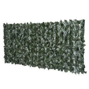 Outsunny Rotolo di Siepe Artificiale per Balcone e Giardino in PE Anti-UV con Foglie Verde Scuro 300x100cm